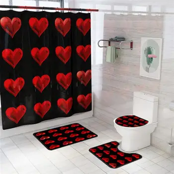 Dušo užuolaidos Valentino Dieną romantiškų svajonių kūrybos vonios kambarys, greitai džiūstantys užuolaidų dekoro 71x71 cm, įskaitant 12 kabliukų