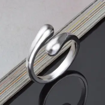 Modyle 2020 Paprasta prekės ženklą, Dizainą, Dvigubos Apvalios Galvos Žiedas-Opend Sidabro Spalvos žiedas aukštos kokybės bižuterijos moterų mergina