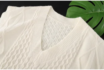 Rudenį naujų Han Ventiliatorius V-kaklo, trumpas golfo vest liemenė moterims rankovių megztiniai megztinis