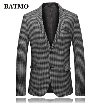 BATMO 2019 naują atvykimo rudenį aukštos kokybės atsitiktinis pledas švarkas vyrams,vyriški laisvalaikio pilkas striukes,1601