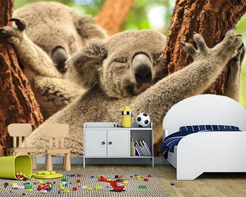 Papel de parede Koala miega ant medžio mielas gyvūnų tapetai,svetainė, vaikų, miegamojo sienos dokumentų namų dekoro freskos