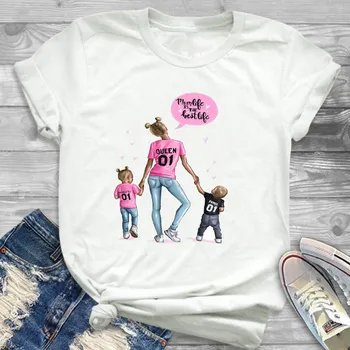 Moterų Lady Marškinėliai Moterims, Moterų Topai Rūbų, Grafinis T-shirt Mylintis Mama Gyvenime Išspausdintas Ponios Marškinėlius trumpomis Rankovėmis Tee Marškinėliai