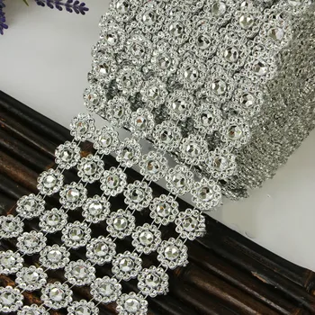 1 Kiemas Sidabro Kristalų Juostelės Dirbtiniais Diamond Akrilo Juostelė Wrap Gėlių Formos Akių Wrap Roll Vestuvių Dekoracijos