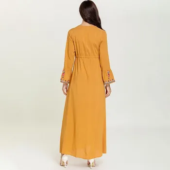 Artimųjų Rytų V-kaklo Musulmonų arabų Ilgą vakarinę Suknelę Imbieras Geltona Modelius-line Dubajus Vakare Gown Chalatas de Soiree Abendkleider