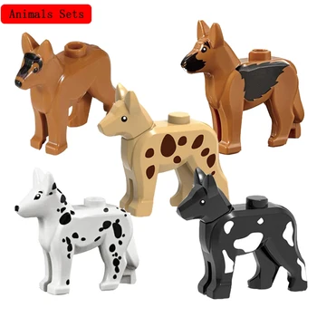 Gyvūnų Serijos Ūkio Policijos Šuo 5 VNT Modeliai Blokai Žaislai Vaikams Švietimo Pristato Suderinama Su Gyvūnais Rinkiniai
