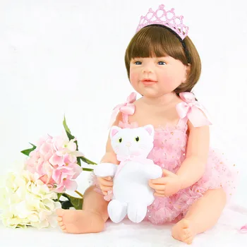 22 Colių Bebe Reborn baby Doll Visą Silikono Vinilo atgimsta mergina lėlės Realus naujagimio Žaislas, Lėlė Vaikų Dienos Dovanos