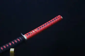 Full Tang Rankų Japonijos Samurajų Kardas Katana Didelis Anglies Plieno Ašmenys Aštrūs Raudoną Apvalkalą Pateikti Brokatas Krepšys