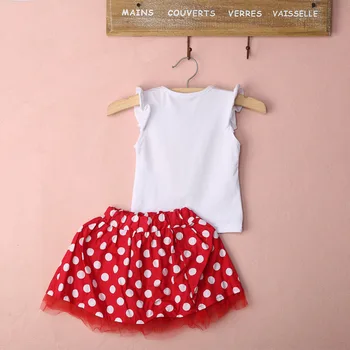 Vasaros Mados Kūdikis, Vaikas, Mergaitės Suknelė Rinkinys Princess T-shirt + Sijonas Drabužių Nustatyti Animacinių filmų Mini Suknelė Suknelė Dot Suknelės 1-4Y
