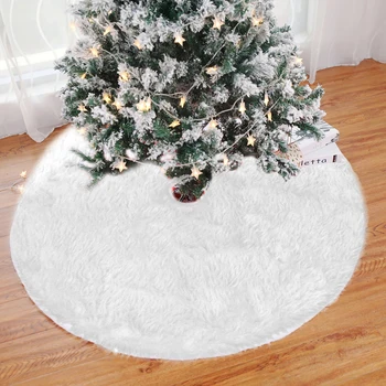 Kalėdų Eglutė Sijonai Medžio Pagrindo Grindų Kilimėlis Anti-Slip Kilimų Durų Pėdos Padas Apvalūs Medžio Prijuostė Balta Butas Šlyties Kilimų Sėdynės Padengti