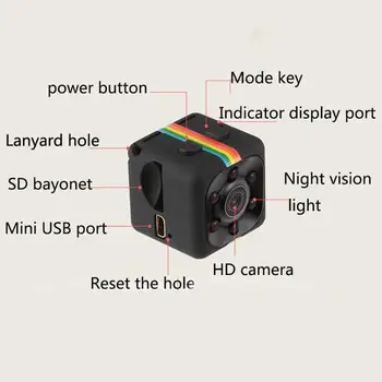 SQ11 Mini Kamera HD 1080P Jutiklis Naktinis Matymas vaizdo Kameros Judesio DVR Mikro Kamera, Sporto DV Vaizdo maža Skaitmeninė Kamera, Dashcam