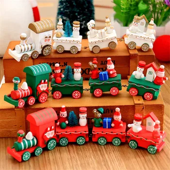 2020 m. Vaikams Kalėdų Žaislai Mini Medinis Traukinio Šeimos Namų Dekoro Kūdikių Montessori Medines Automobilių Transporto Žaislas Naujųjų Metų Dovana Vaikams