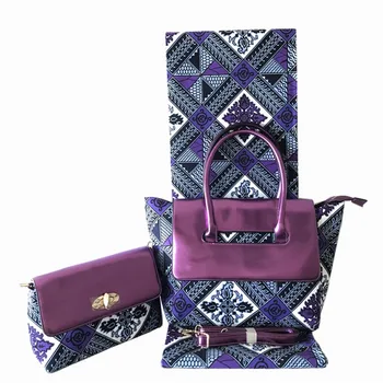 3pcs/set Karšto pardavimo violetinė dizaino 6Y Afrikos tikras vaškas audinio su medvilne vaškas maišą ir piniginės nustatyti lady FB9-4