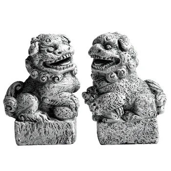 Mini Akmeninių Liūtų Statula Kinų Stiliaus Dervos Skulptūros Rankų darbo Statulėlės Amatų Namų Stalo Vazoninių Apdailos E2S