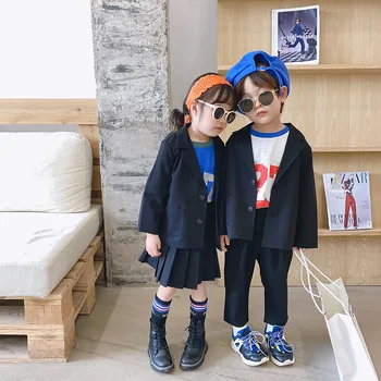 2020 m. Vaikų Drabužiai Berniukų Kolegija Stiliaus Kostiumas Kostiumas Mergaitėms Rudens Dėvėti korėjos Vaikų Plisuotas Sijonas Ir Kelnės 3-piece Set