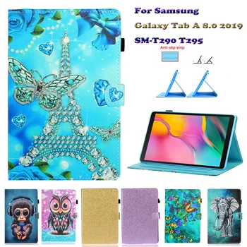 Case For Samsung Galaxy Tab 8.0 2019 SM-T290/T295 Dangtelio Apsauginis Apvalkalas PU Odos Stovi Magnetas Smart Funda Animacinių filmų Vaikas Dovana