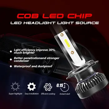 2vnt Mini H7 LED Lemputė H7 LED Automobilių Žibintų Lemputes Rinkinio 8000LM 80W Auto priekinio Žibinto 6000K Automobilių Žibintai 12V 24V