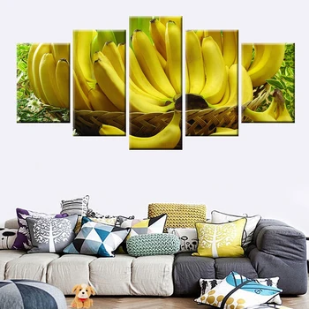 Šiaurės stiliaus šviežių bananų vaisių drobės tapybos 5 skydelis spausdinti virtuvės dekoratyvinės sienų meno plakatas modulinės nuotrauką