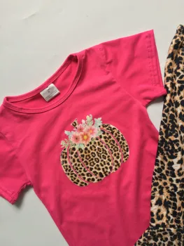 Vaikų Drabužiai, Kūdikių Mergaitės 2pieces Rinkiniai Atsitiktinis Trumpas Rankovės Print t-shirt Ir Mados Kelnės Su Leopardas Spausdinti Mergaičių Drabužiai