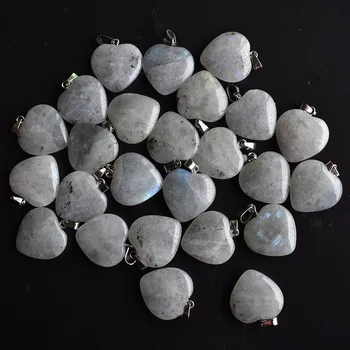 Meilė Širdies Akmens Karoliukai Pakabukai 20mm Didmeninė Žavesio gamtos labradoras akmens 