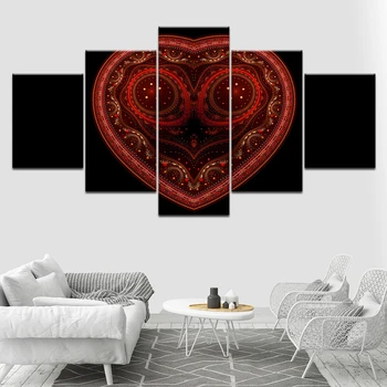 5 gabalėliai, Įrėminti, abstrakčiai raudona juoda ratą Sienos Menas Drobė Šiuolaikinės PaintingPrinted Nuotraukas kambarį Namų Dekoro Iliustracijos