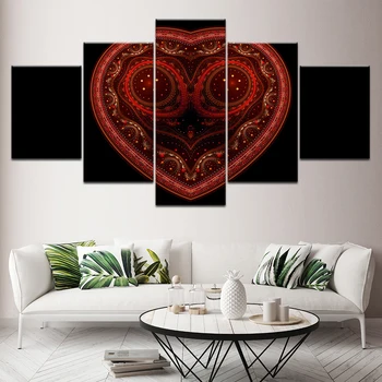 5 gabalėliai, Įrėminti, abstrakčiai raudona juoda ratą Sienos Menas Drobė Šiuolaikinės PaintingPrinted Nuotraukas kambarį Namų Dekoro Iliustracijos