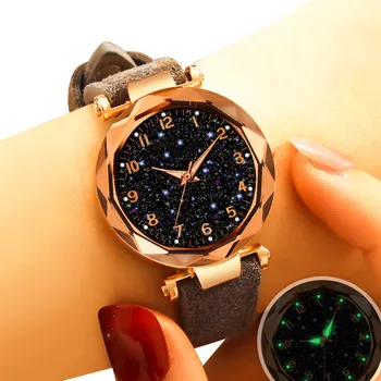 Moterų Laikrodžiai Žvaigždėtą Dangų Žiūrėti Prabangos Odos Juosta Su Numeriais Kvarcinis Laikrodis Ponios Moterų Atsitiktinis Suknelė Laikrodžiai Reloj Mujer