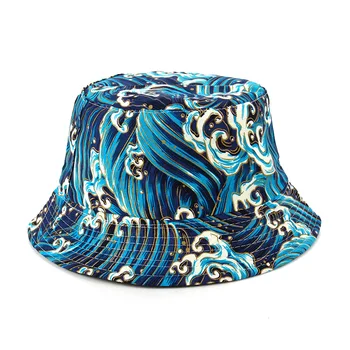 Nauja banga žvejys skrybėlę vyrų spausdinti hip-hop skrybėlę laukinių dvipusis baseino skrybėlę moterų lauke, saulės, skrybėlę