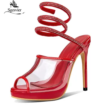 Sgesvier 2019 moterims basutės aukštakulniai platformos batai, pvc Skaidrios vasaros batai kristalų šalies prom moteris didelio dydžio 54 G230