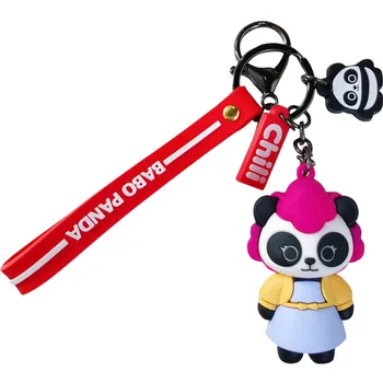 2019 Babo Mielas Animacinių filmų Panda Pakabukas Key chain Automobilių Rankinės Kabinti Raktų Žiedas Dovanos moteris
