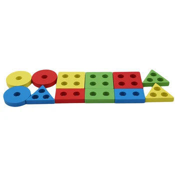 Medinių Blokų Keturias Skiltis Formos Atitikimo Geometrijos Išmintis Keturias Vaikų Ankstyvojo Mokymosi Pažinimo Žaislai