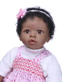55cm Minkštas Kūno Silikono Reborn Baby Doll, Žaislų Mergaitėms Juoda oda Naujagimių Mergina Kūdikių Lėlės su lokys, Vaikams, Vaikui, Dovana, Mergina žaislas
