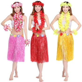 Karšto pardavimo 1Pcs 60CM Moterų Dvigubo sluoksnio Havajų Hula Sijonas Kostiumą lady dance žolės suknelė suaugusiųjų Havajai Paplūdimio Švenčių Šalies Prekių