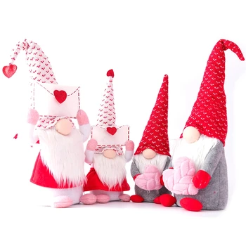 4Pcs Valentino Dieną Lėlės Paketas Meilės Beveidis Nykštukas Rudolph Langą Rekvizitai Dekoratyvinės Lėlės, Papuošalai