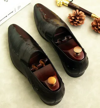 Anglija stiliaus nurodė pirštai odiniai batai vyrų užsivilkti suknelę, batus vyrų naujas mados patogus žemas viršų vieno batai