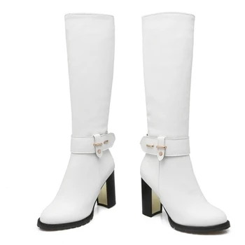 Fanyuan 2020 karšto pardavimo kelio auliniai batai moterims, Metalo apdaila, suapvalinti tne šilti žieminiai batai moters aukštakulniai batai juodos spalvos