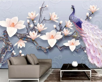 Beibehang naujas papel de parede Užsakymą tapetai 3d namų ir turtingas iškilumo povas magnolija kambarį, TV foną, sienos popieriaus