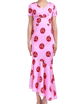 Karšto Pardavimo Moterų Polka Dot Spausdinti Suknelė Elegantiškas V-Kaklo Trumpomis Rankovėmis Suknelės G7155