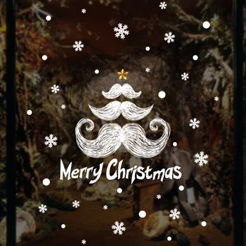 Naujųjų Metų Kalėdų Puošybos Klijai-nemokamai Vandeniui Kalėdų Senelio Ūsai Stiklo, PVC Elektrostatinės Langas Didelis Siena Lipdukas