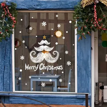 Naujųjų Metų Kalėdų Puošybos Klijai-nemokamai Vandeniui Kalėdų Senelio Ūsai Stiklo, PVC Elektrostatinės Langas Didelis Siena Lipdukas