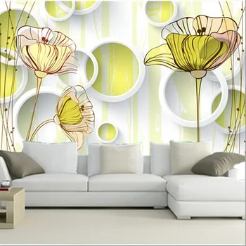 Custom 3D freskomis,šiuolaikinės mados ranka-dažytos gėlės,3D stereo ratas papel de parede,gyvenamasis kambarys su sofa-lova, TV miegamojo sienos tapetai