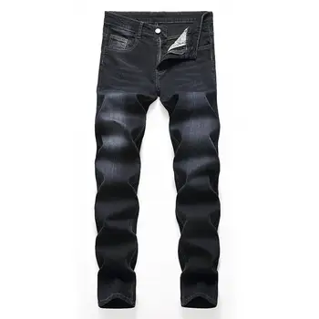 Men 's Jeans Asmenybės Siuvinėjimo Moto Džinsai Slim Fit Straight Džinsinio audinio Kelnės Nelaimę Kelnės