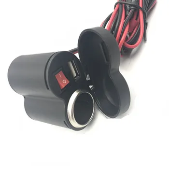 12v USB Įkroviklis Mobiliojo Telefono Maitinimo Įkroviklis Dual USB Jungiklis su Cigarečių Degiklio Adapterio Motociklo Touring