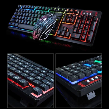 K13 Žaidimų klaviatūra, Pelė Combo RGB Apšvietimas Mechaninė Kirtimo klaviatūros Žaidėjus komplektas Silent Žaidėjus Pelės Rinkinys, skirtas KOMPIUTERIUI Laptopo