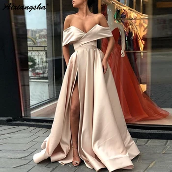 Seksualus Musulmonų Vakaro Suknelės-line V-kaklo nuo Peties Ritininės Islamo Dubajus, Saudo arabų Ilgas Elegantiškas Vakare Gown