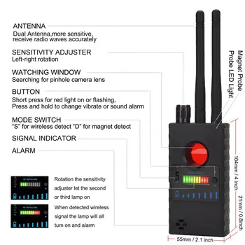 G528 Belaidžio ryšio Signalų Detektorius Anti-slapto pasiklausymo Anti-Tiesus, Kameros Ieškiklį GSM Klausymosi Prietaisas GPS Signalo Blokatorius