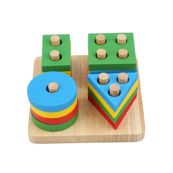Žaislai Švietimo Medinė, Spalvinga Geometrinio Rūšiavimo Lenta Montessori Vaikų Švietimo Žaislai Statybos Įspūdį Vaikų Dovanų