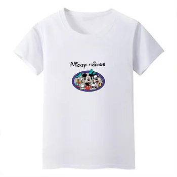 Vasaros Mickey Mouse Moterų Animacinių Filmų Marškinėlius Laukinių Spausdinti Trumpas Rankovėmis Marškinėliai Moterims Kawaii Korėjos Drabužių Plius Dydis Medvilnės Harajuku