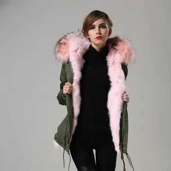 2018 Mhnkro Naują Atvykimo Kūdikių Rožinė Elegantiška Fox Fur Rusija Karšto Spalva Moterų Žiemos Armijos Žalioji Laisvalaikio Drabužiai