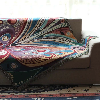 Burbulas Kiss Etninės Stiliaus Siuvinėti Siūlais Antklodė Drugelis Modelio Sofa-Dekoratyvinis Antklodė Mados Viešbutis Megzti Lovos Antklodė