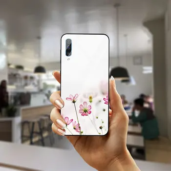 Gražios Gėlės Ramunės Rožės Gėlių Grūdintas Stiklas Case For Samsung S8 S9 S10 J4 A8 A10 A20 A40 A50 A70 A80 Plius